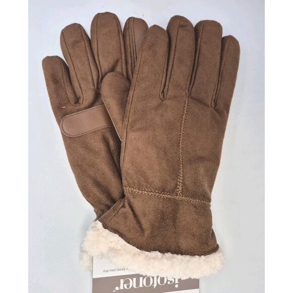 ISOTONER Cognac Fleece Lined Gloves Womens S/M Eco Comfort SmartDri SmarTouch - Picture 8 of 9